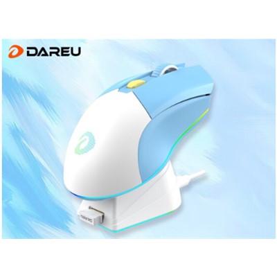 达尔优（dareu）EM901鼠标 轻量化牧马人鼠标 可充电无线2.4无线鼠标 晴空蓝套装